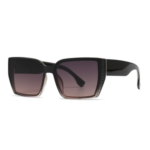 Fashion oversized square sunglasses with gradient lenses and rhinestone temple details