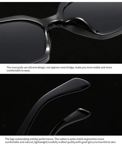 Detail showing soft silicone nose pads and anti-slip temples on polygon sunglasses