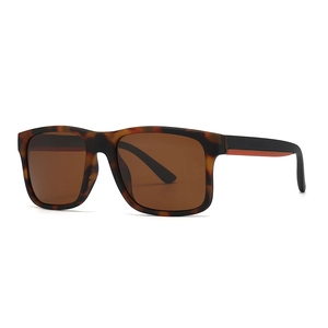 Classic square tortoise shell polarized sunglasses with brown lenses and black temple design