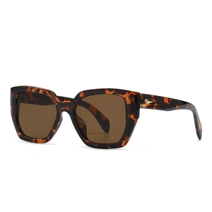 Classic tortoiseshell polygon sunglasses with brown lenses and gold diamond accents