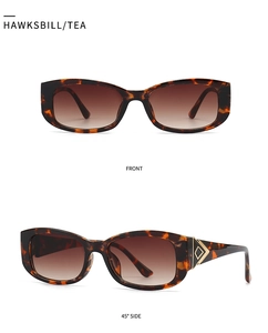 Front and 45-degree side view of hawksbill butterfly sunglasses with gold metal accents