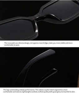 Detail view of silicone nose pads and ergonomic anti-slip temples on black sunglasses