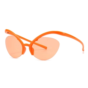Occhiali da sole cat-eye arancioni moderni con montatura ondulata e lenti da donna