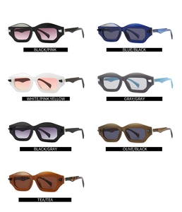 Detailed grid showing multiple color options of vintage polygon sunglasses in 80-100 characters