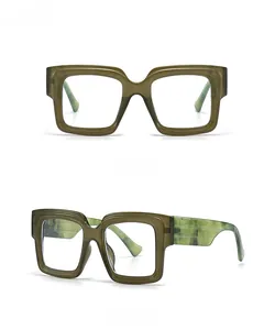 Detail view of coffee tortoise square glasses showing front and 45-degree side angles