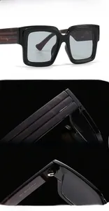Detailed views of square frame glasses with tortoiseshell temples and metal hinges