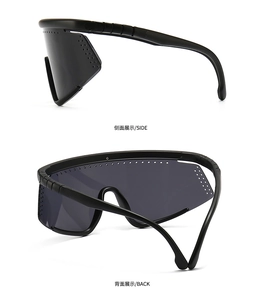 Side and back view of black polarized sports sunglasses with vented lenses for airflow