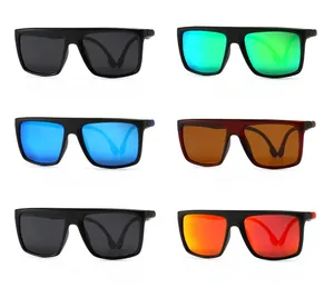 Grille détaillée présentant six lunettes de soleil polarisées carrées aux montures tendance