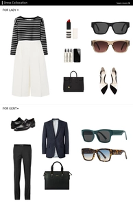 Styling guide for men and women featuring modern square sunglasses with fashion apparel