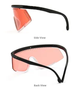 Side and back view of polarized cycling sunglasses with red lenses and vent holes