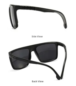 Vue détaillée de la monture noire mate et des branches antidérapantes de ces lunettes carrées