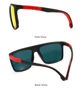 Vue latérale et arrière des lunettes de soleil de sport carrées avec monture noir mat
