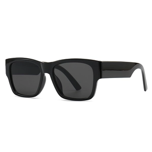Classic black square oversized sunglasses with dark grey lenses and thick frames