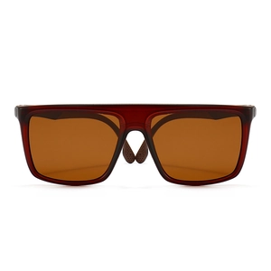 Lunettes de soleil polarisées carrées surdimensionnées avec monture rouge vin et verres ambrés