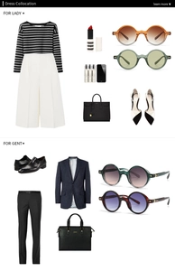 Vue à plat de lunettes de soleil rétro étroites avec accessoires de mode et tenues chic