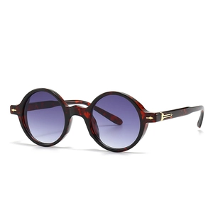 Lunettes de soleil rondes écaillées avec verres dégradés violets et détails dorés
