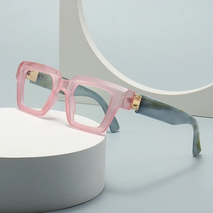Square Anti Blue Light Glasses Plastic Frame UV400 Protection Retro Fashion Eyewear Marble Texture Temples For Women Men