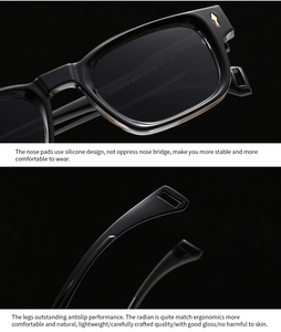 Detail view of the ergonomic silicone nose pads and anti-slip temples on the black glasses