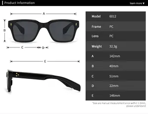 Guide des tailles détaillé et dimensions techniques pour lunettes de soleil carrées