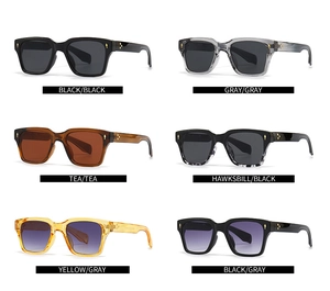 Collection de lunettes de soleil papillon carrées avec rivets en six coloris variés