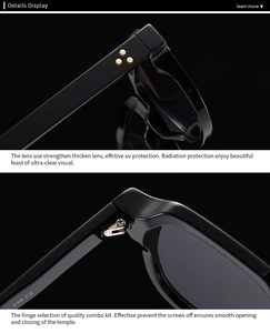 Détail des charnières métalliques et rivets d'étoile dorée sur lunettes de soleil noires