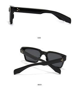 Vue latérale et arrière des lunettes de soleil carrées avec détails d'étoiles dorées