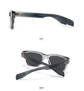 Vue latérale et arrière des lunettes de soleil carrées avec rivets en étoile dorée