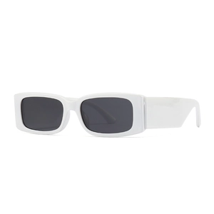 Modern white wide-frame rectangular sunglasses with dark lenses for fashion
