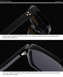 Detail of vintage small frame glasses showing UV protective lenses and gold star rivets