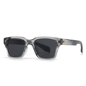 Lunettes de soleil papillon carrées avec monture grise translucide et détails d'étoiles