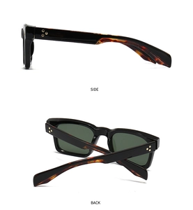 Vue latérale et arrière des lunettes œil-de-chat avec branches léopard et clous dorés