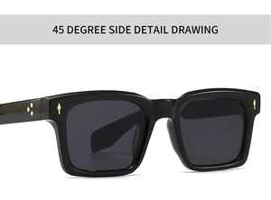 Détail de lunettes rétro avec rivets en losange doré et accents en forme d'étoile