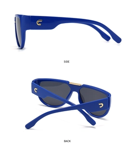 Détails de lunettes de soleil papillon bleues avec vue de côté et de l'arrière