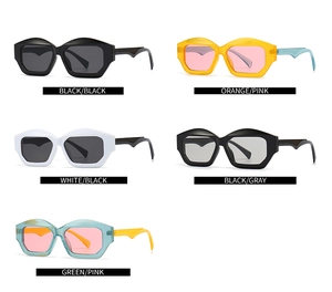 Collection of cat-eye sunglasses in multiple colors with unique wavy temples