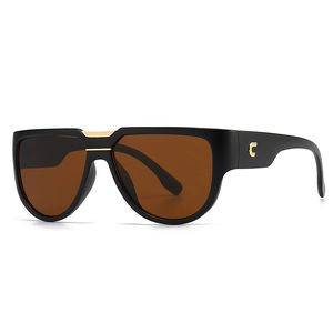 Lunettes de soleil papillon tendance avec monture noire et détails métalliques dorés