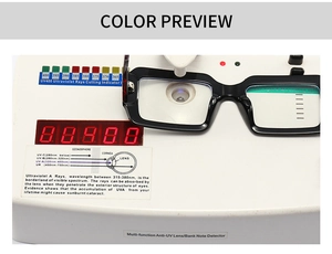 Detailed demonstration of UV400 protective lenses on a professional testing device