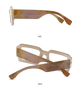 Side and back view of retro square glasses with chunky tortoiseshell temple arms