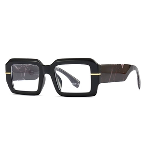 Vintage Modern Square Anti-Blue Light Glasses PC Frame Marble Pattern Temple UV400 Fashion Decorative Eyewear For Women Men