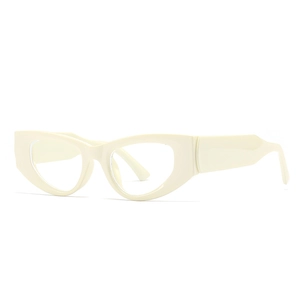 Modern cream white cat eye glasses frame with thick acetate finish for a trendy look