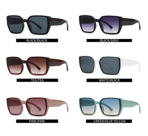 Grid view of square oversized sunglasses showing multiple color frame and lens variants
