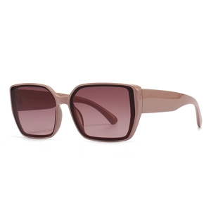 Modern square oversized sunglasses for women in retro gradient dusty pink finish