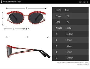Tableau des tailles détaillé et spécifications pour lunettes de soleil œil-de-chat