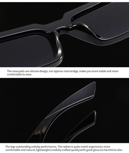 Détails des plaquettes de nez en silicone et des branches antidérapantes sur lunettes de soleil