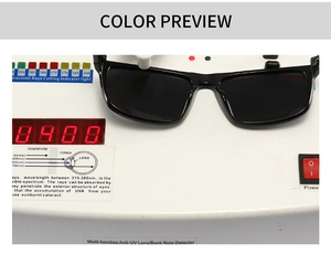 UV400 test showing professional radiation protection of square retro polarized sunglasses