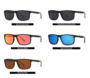 Detailed comparison of square polarized sunglasses in five vibrant lens color variations