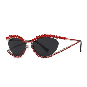 Lunettes De Soleil Œil De Chat Femmes Ornées De Strass Monture En Métal Protection UV400 Mode Luxe
