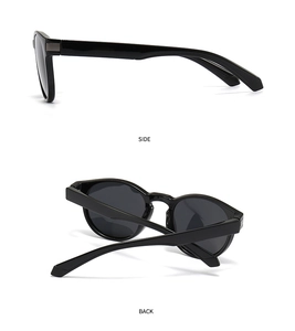 Classic polarized square sunglasses showing side view hinges and back frame structure