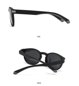 Classic matte black polarized square sunglasses side and back view detail for men