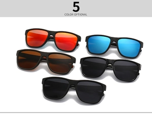 Detailed view of five color options for classic square polarized sunglasses in matte black frames