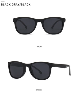Front and side view of classic retro square polarized matte black sunglasses for men